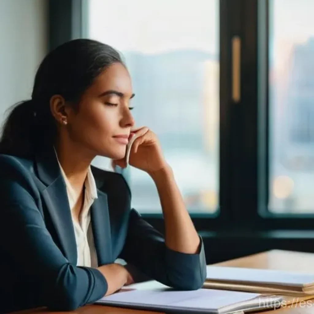 기독교와 자본주의 - **Prompt:** A serene, focused woman in her late 30s, dressed in a smart business blouse and tailored...