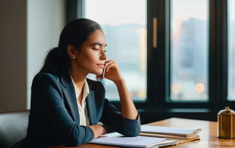기독교와 자본주의 - **Prompt:** A serene, focused woman in her late 30s, dressed in a smart business blouse and tailored...