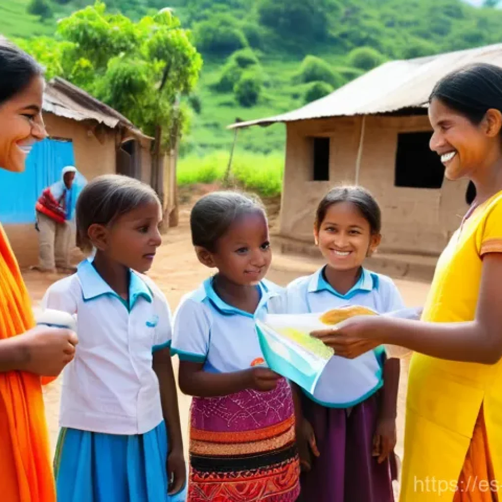 기독교의 주요 선교 단체 - **Prompt:** "A vibrant and diverse community in a sunny, remote village, illustrating a holistic app...