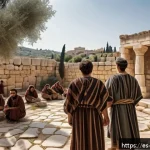 기독교와 역사 사역 - A detailed and vivid scene of an early Christian community in 1st-century Judea under Roman rule, sh...