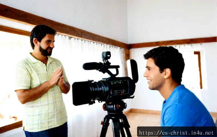 기독교와 미디어 사역 - Photorealistic scene of a Hispanic Christian media team in a bright community church studio in Spain...